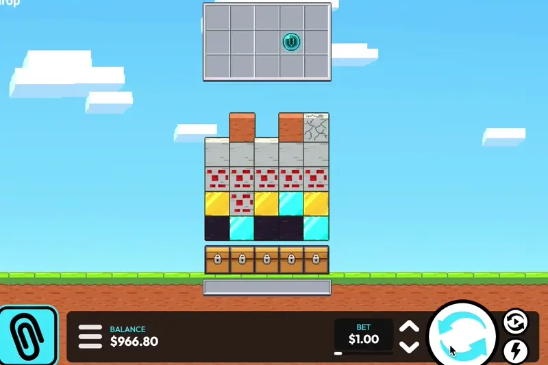 MineDrop Casino Slot Gameplay im Minecraft-Stil